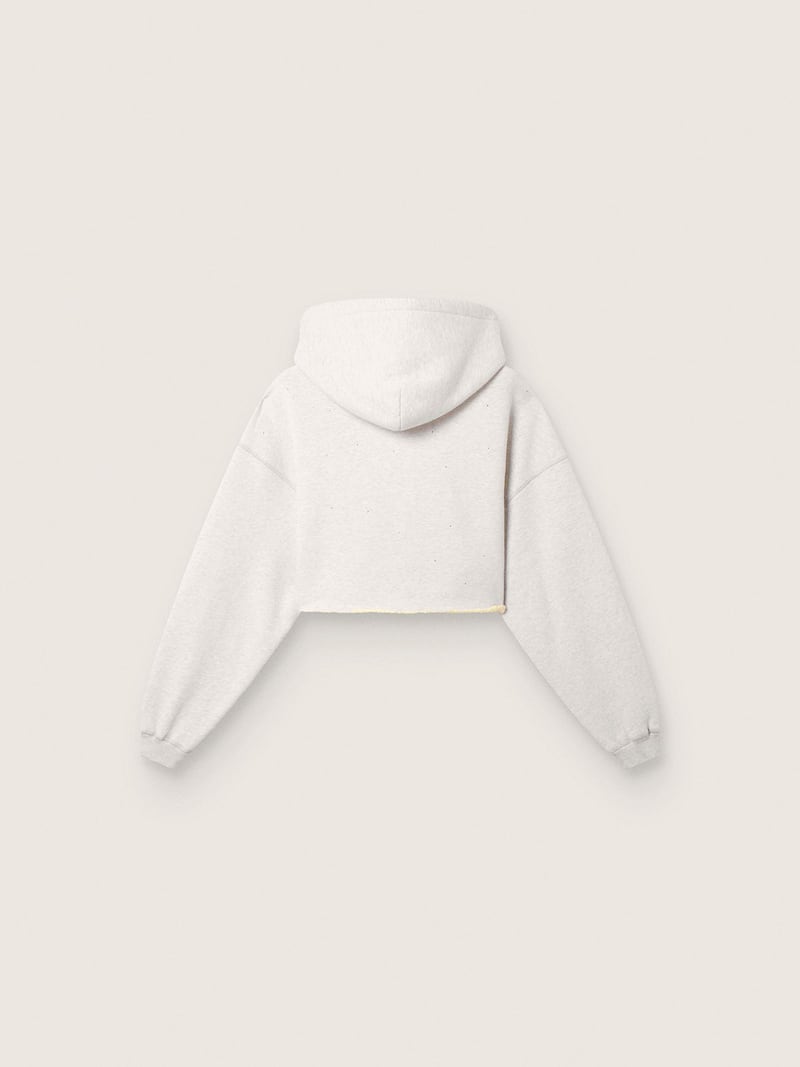 Golden Goose - Sweat-shirt cropped pour femme Star avec capuche en coton gris chin&eacute; in 