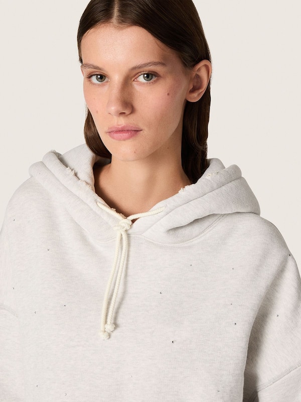 Golden Goose - Star women’s cropped hooded sweatshirt in gray melange cotton in 