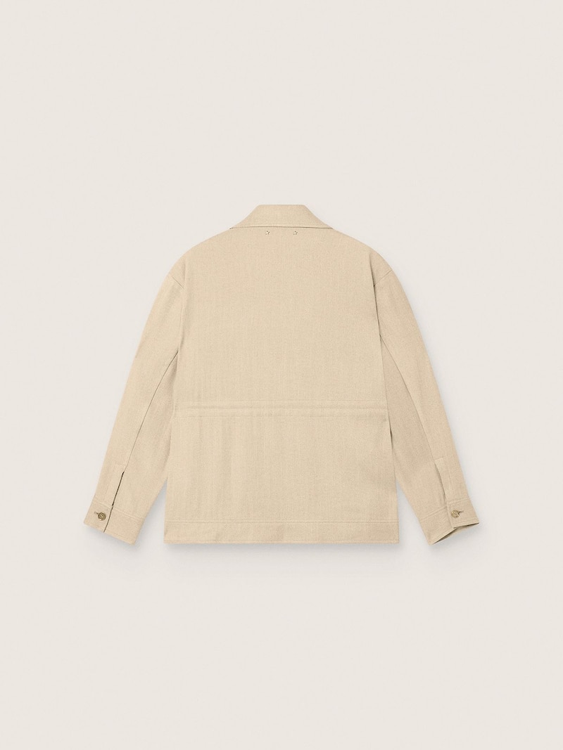 Golden Goose - Giacca safari da donna in micro chevron di viscosa beige in 