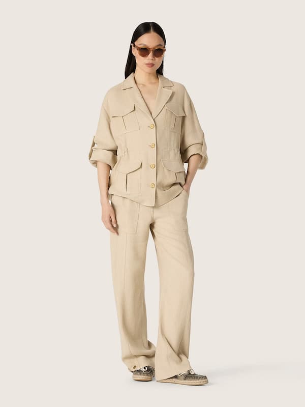 Golden Goose - Women&rsquo;s safari jacket in beige viscose micro-chevron in 