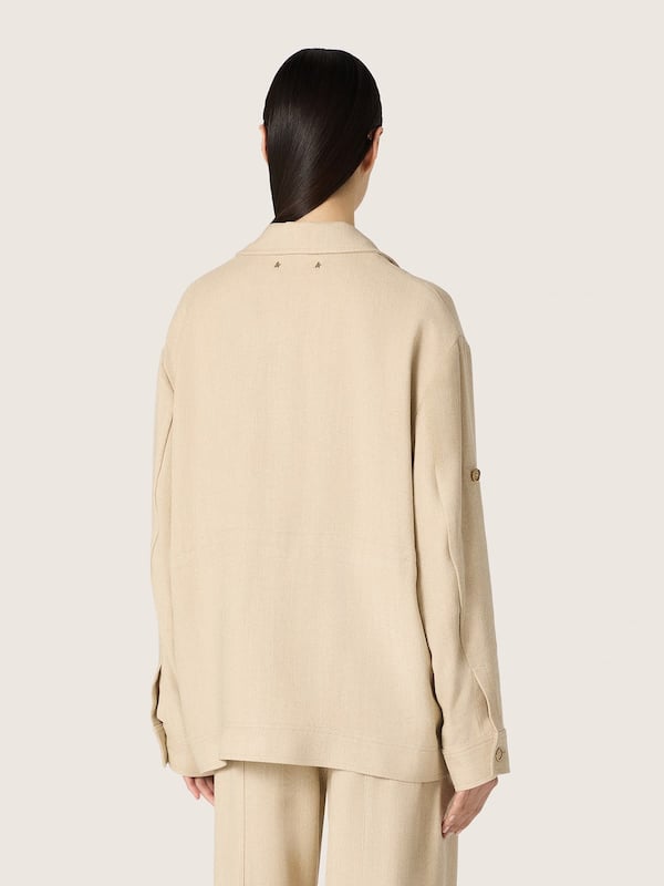 Golden Goose - Women&rsquo;s safari jacket in beige viscose micro-chevron in 