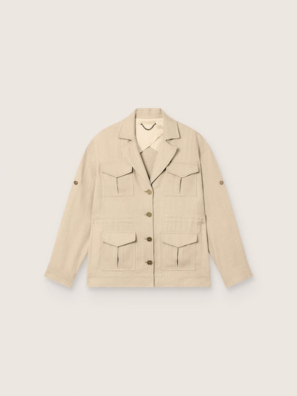 Golden Goose - Women&rsquo;s safari jacket in beige viscose micro-chevron in 