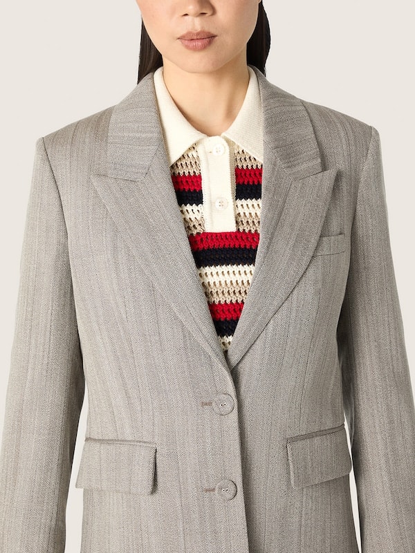 Golden Goose - Women's jacket in gray pinstripe wool blend in 