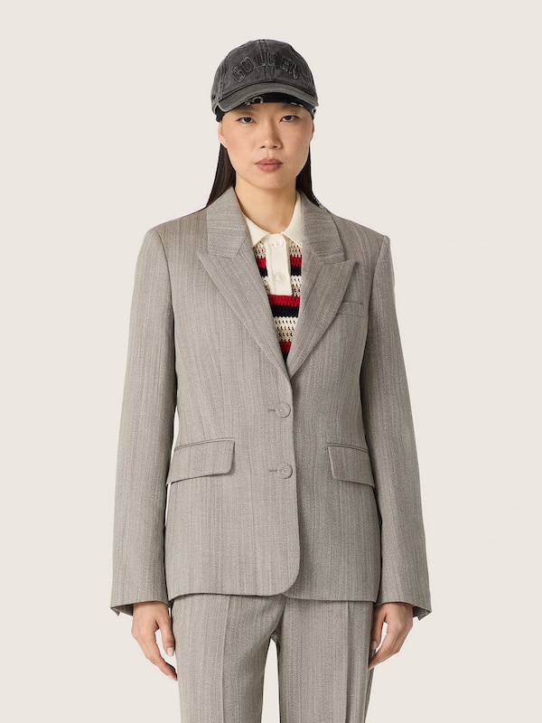 Golden Goose - Women's jacket in gray pinstripe wool blend in 