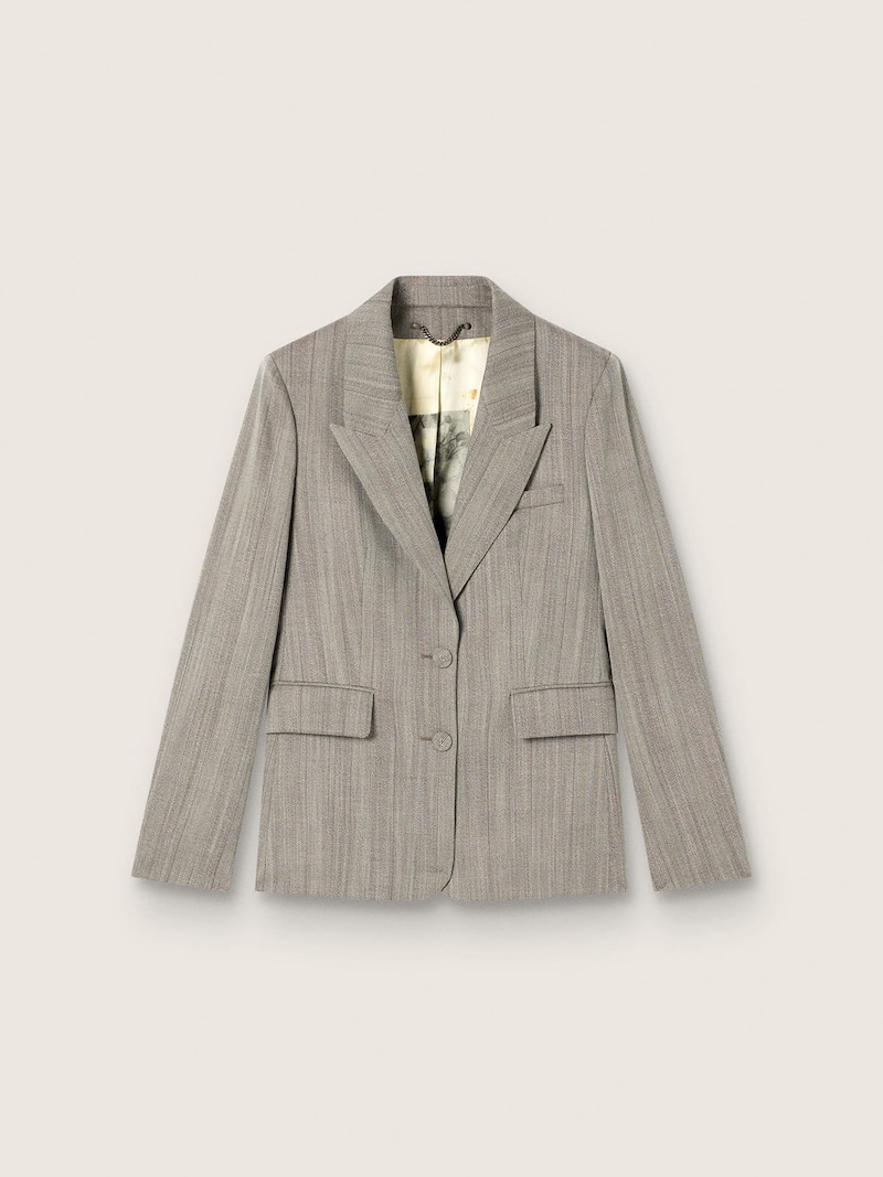 Giacca da donna in misto lana gessato color grigio