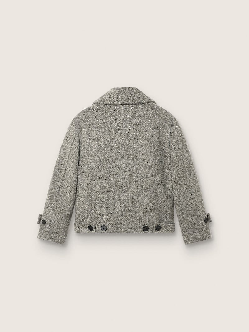 Golden Goose - Women's double-breasted jacket in gray melange wool with rhinestones in 