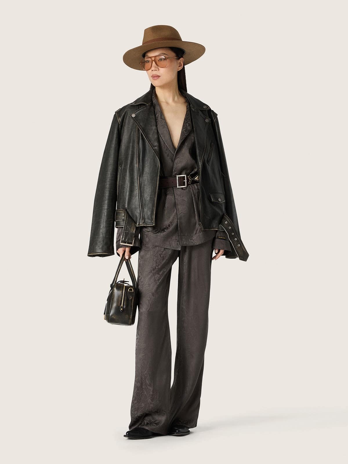 Golden Goose - Chaqueta kimono de mujer en raso jacquard negro in 