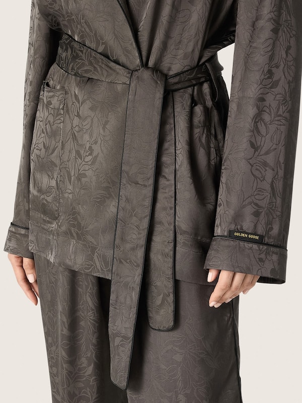 Golden Goose - Women's kimono jacket in black jacquard satin in 