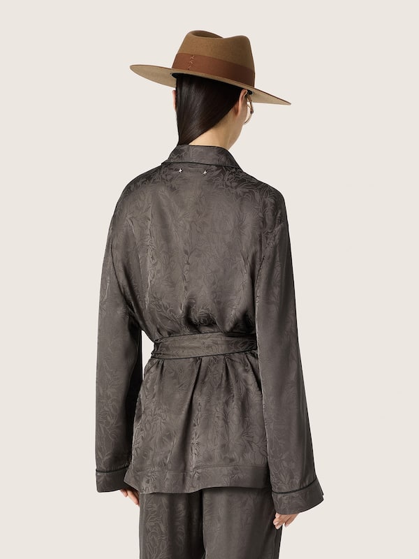 Golden Goose - Women's kimono jacket in black jacquard satin in 