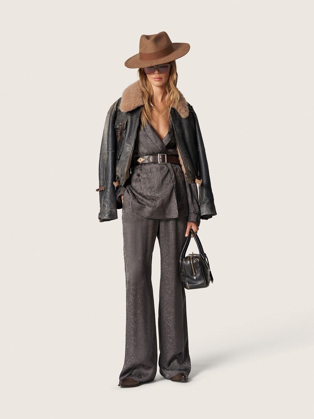 Golden Goose - Chaqueta kimono de mujer en raso jacquard negro in 