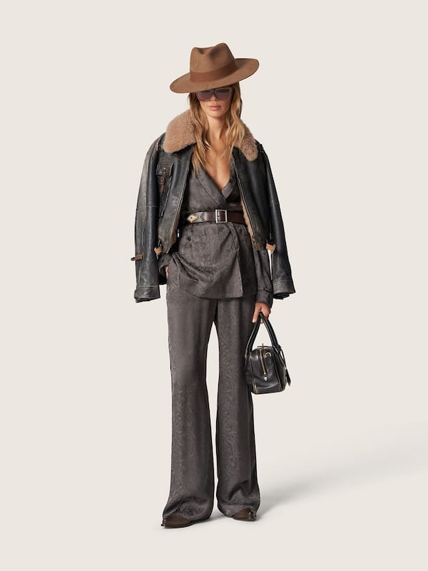 Golden Goose - Women's kimono jacket in black jacquard satin in 