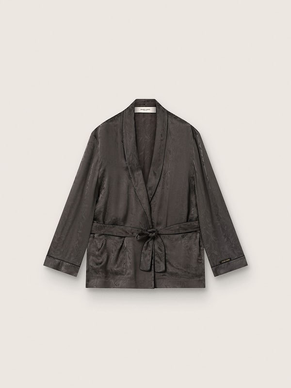 Golden Goose - Women's kimono jacket in black jacquard satin in 