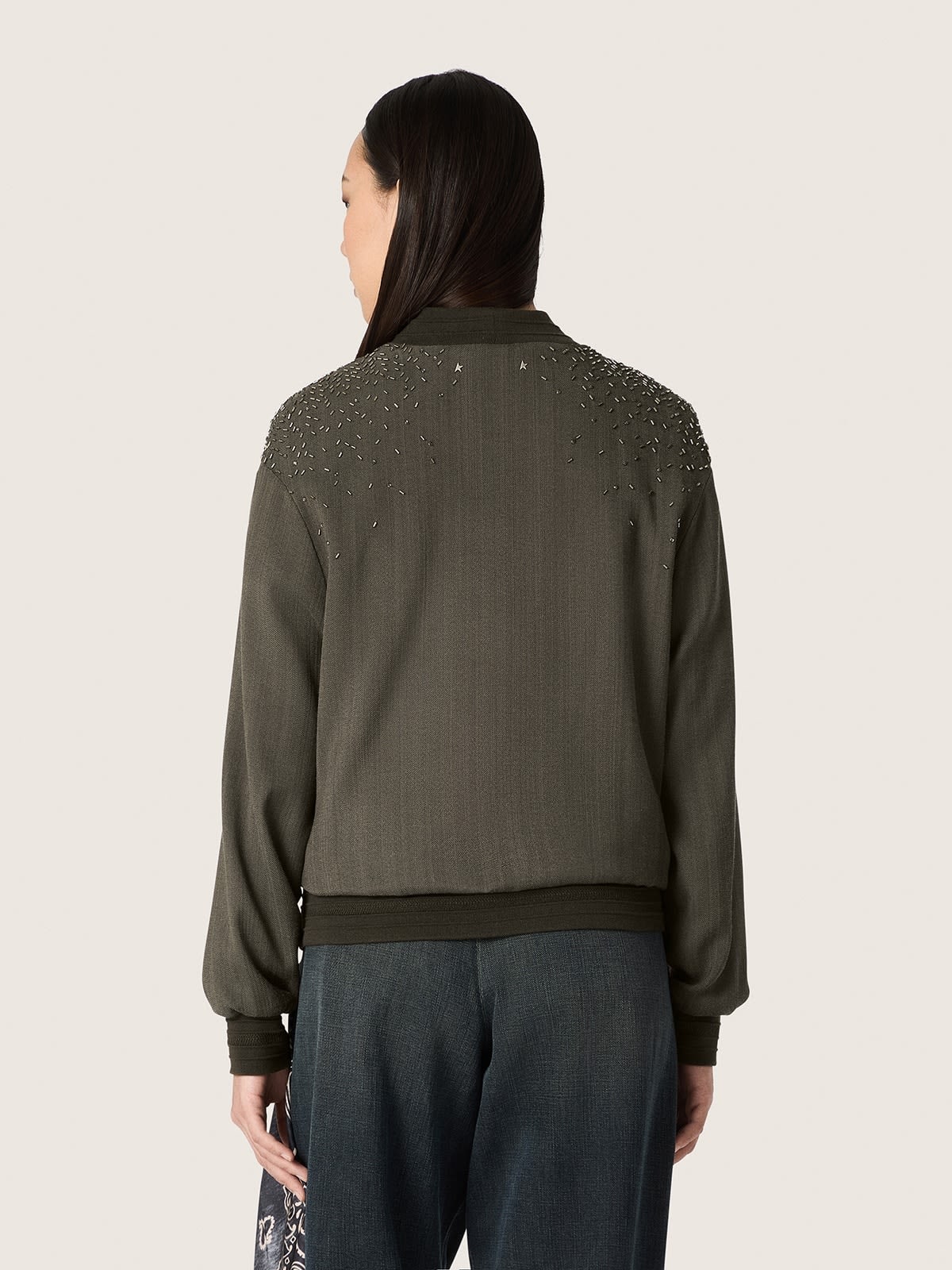 Golden Goose - Giacca unisex in misto mohair check marrone e avorio in 
