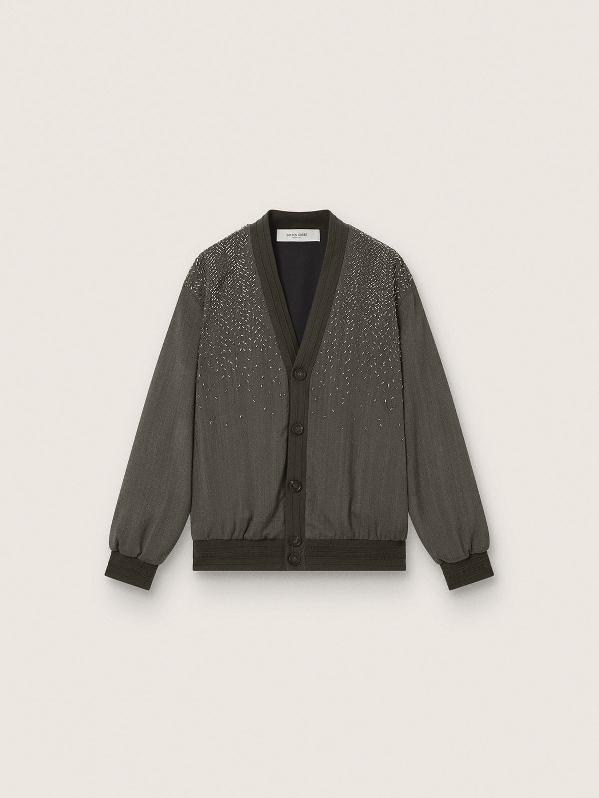 Golden Goose - Giacca unisex in misto mohair check marrone e avorio in 