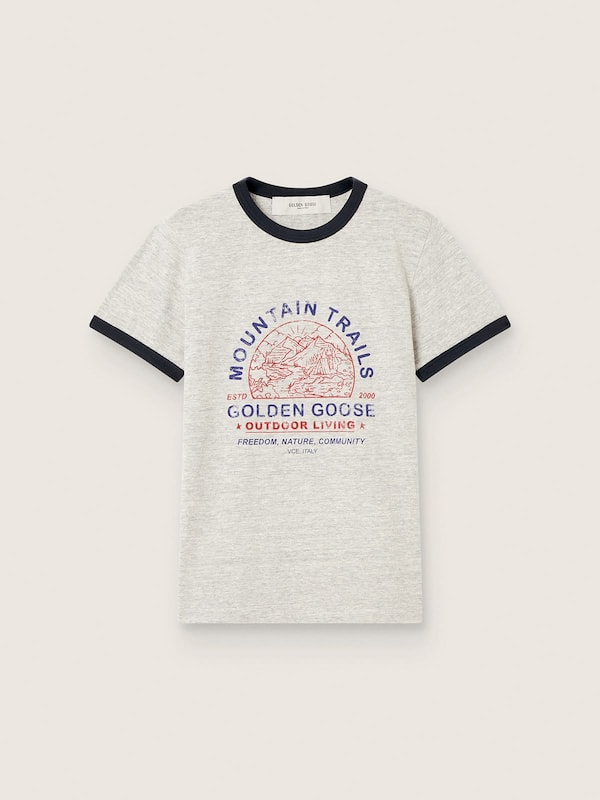 Golden Goose - T-shirt da donna in cotone grigio m&eacute;lange con stampa in 