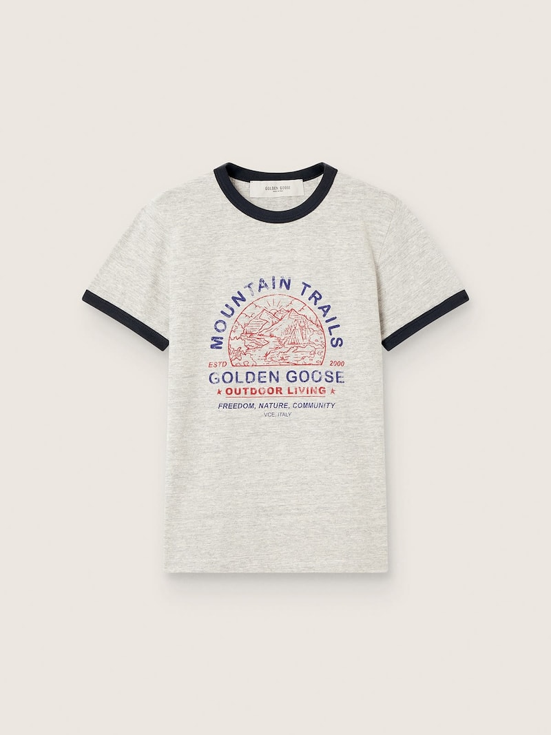 Women's T-shirt in gray melange cotton with print