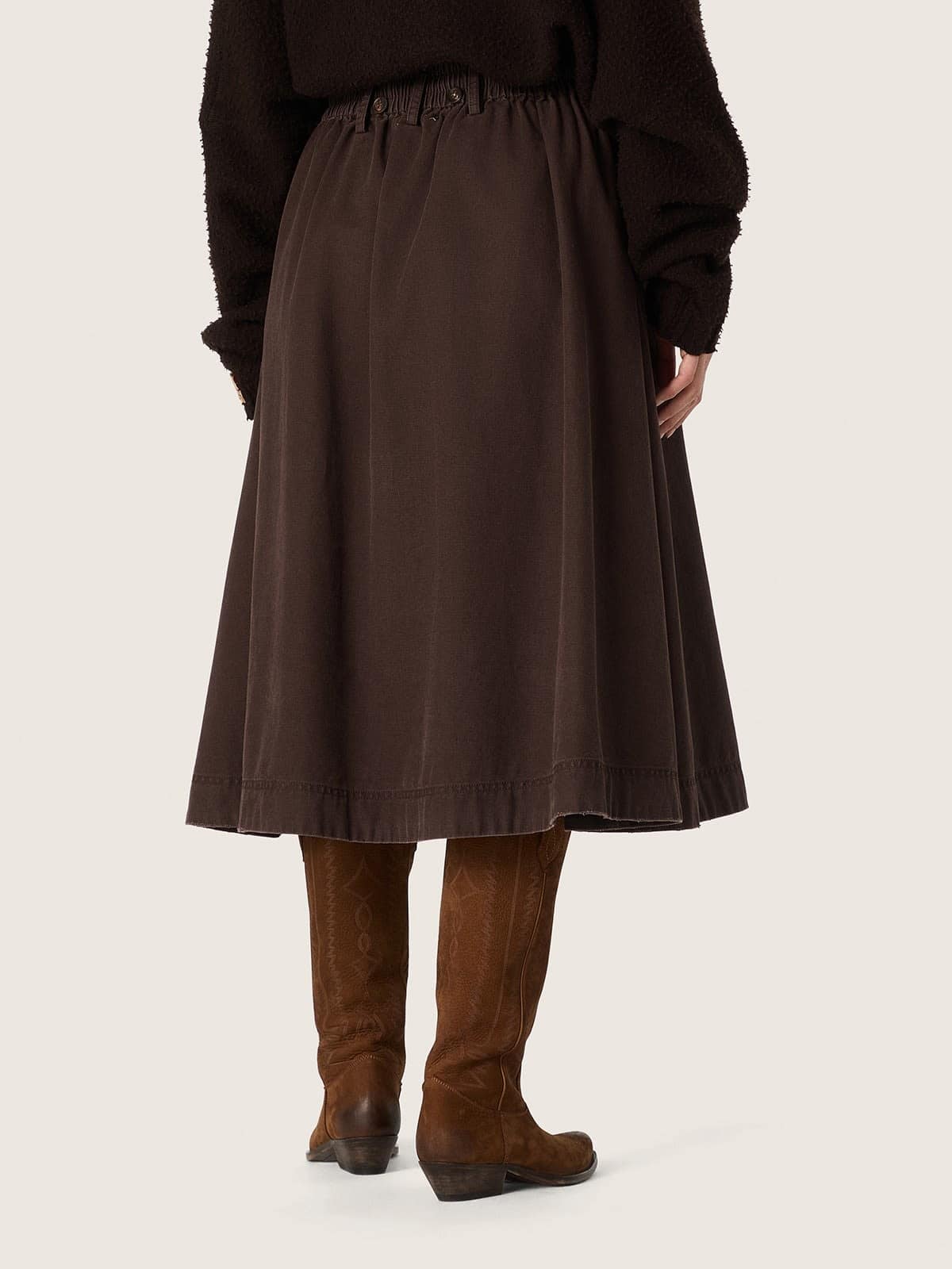 Golden Goose - Saia feminina rodada de algod&atilde;o cor taupe in 