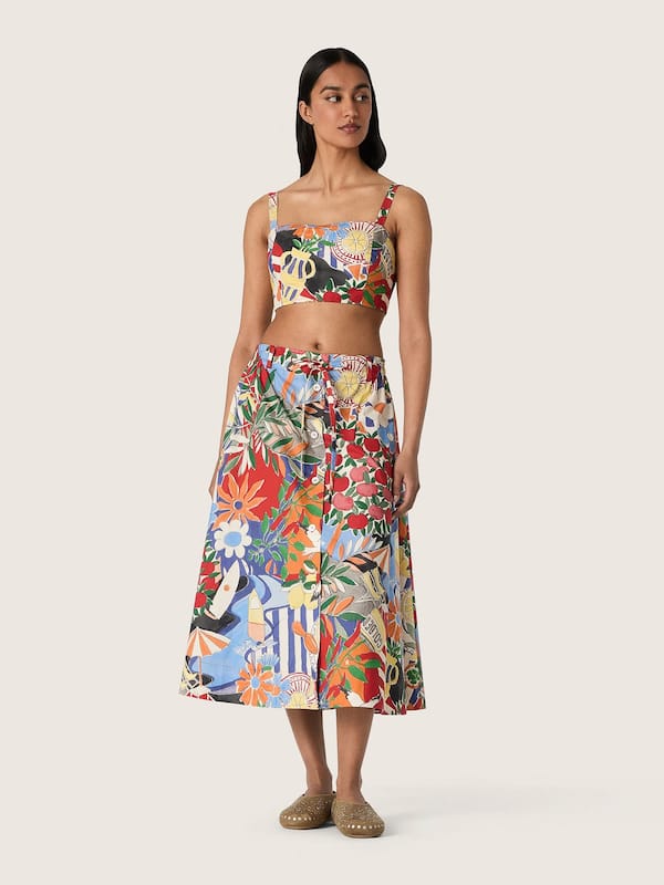 Women's cotton top with multicolor print
