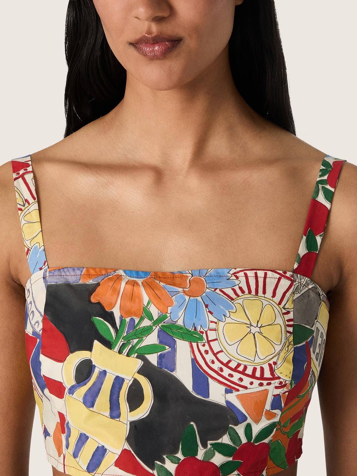 Golden Goose - Top femme en coton avec imprim&eacute; multicolore in 