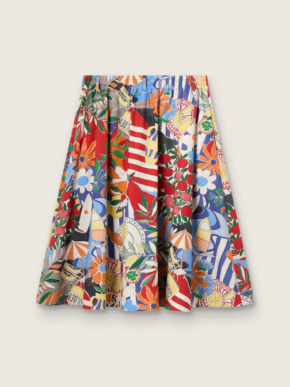 Jupe femme en coton avec imprim&eacute; multicolore