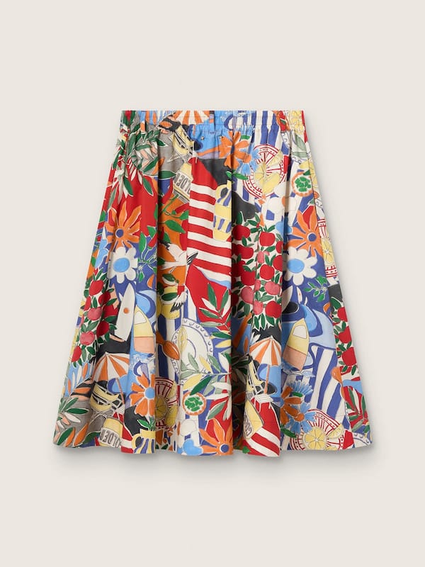 Women's cotton skirt with multicolor print