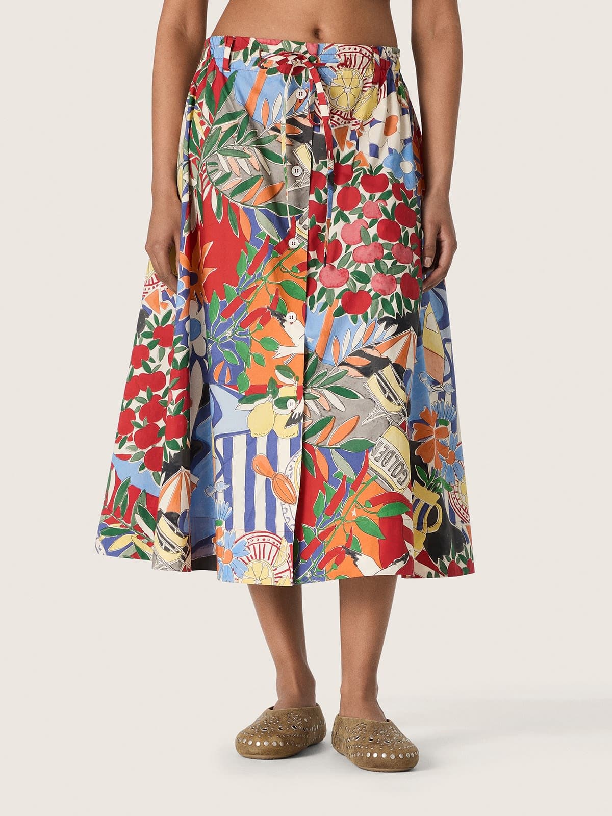 Golden Goose - Jupe femme en coton avec imprim&eacute; multicolore in 