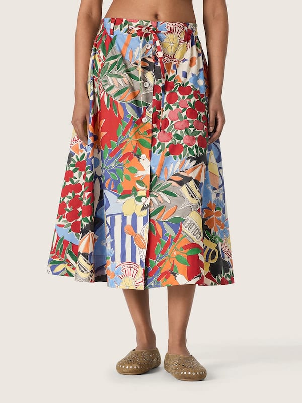 Golden Goose - Women's cotton skirt with multicolor print in 