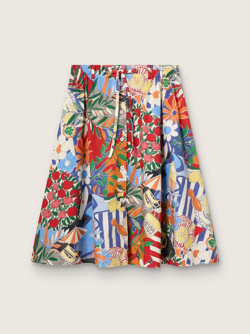 Jupe femme en coton avec imprim&eacute; multicolore