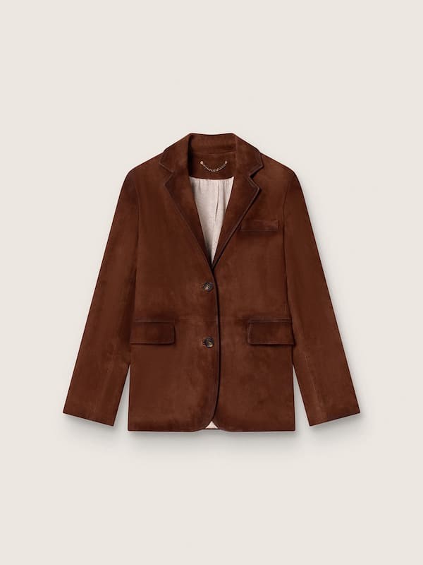 Golden Goose - Veste femme en cuir velours cir&eacute; marron in 