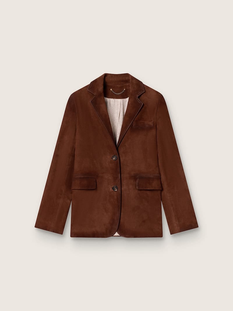 Braune Damenjacke aus gewachstem Rauleder