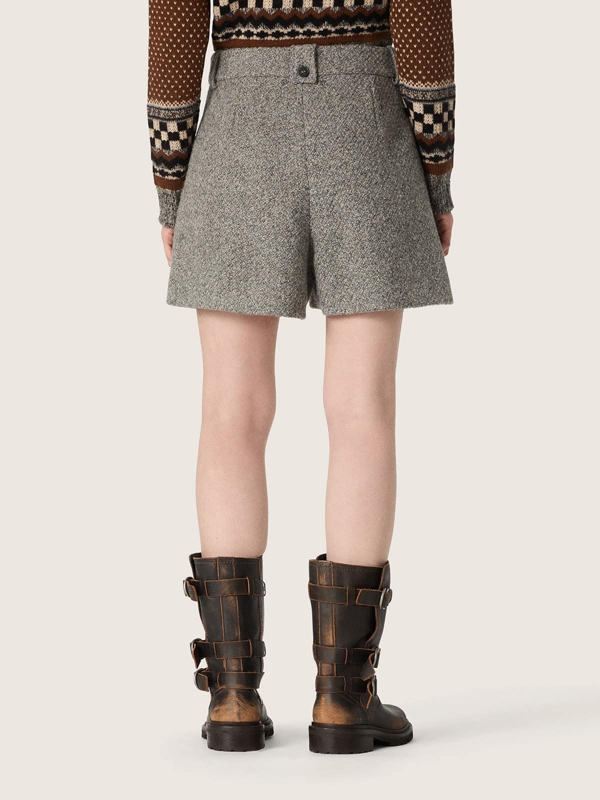 Golden Goose - Shorts da donna in lana grigia m&eacute;lange in 