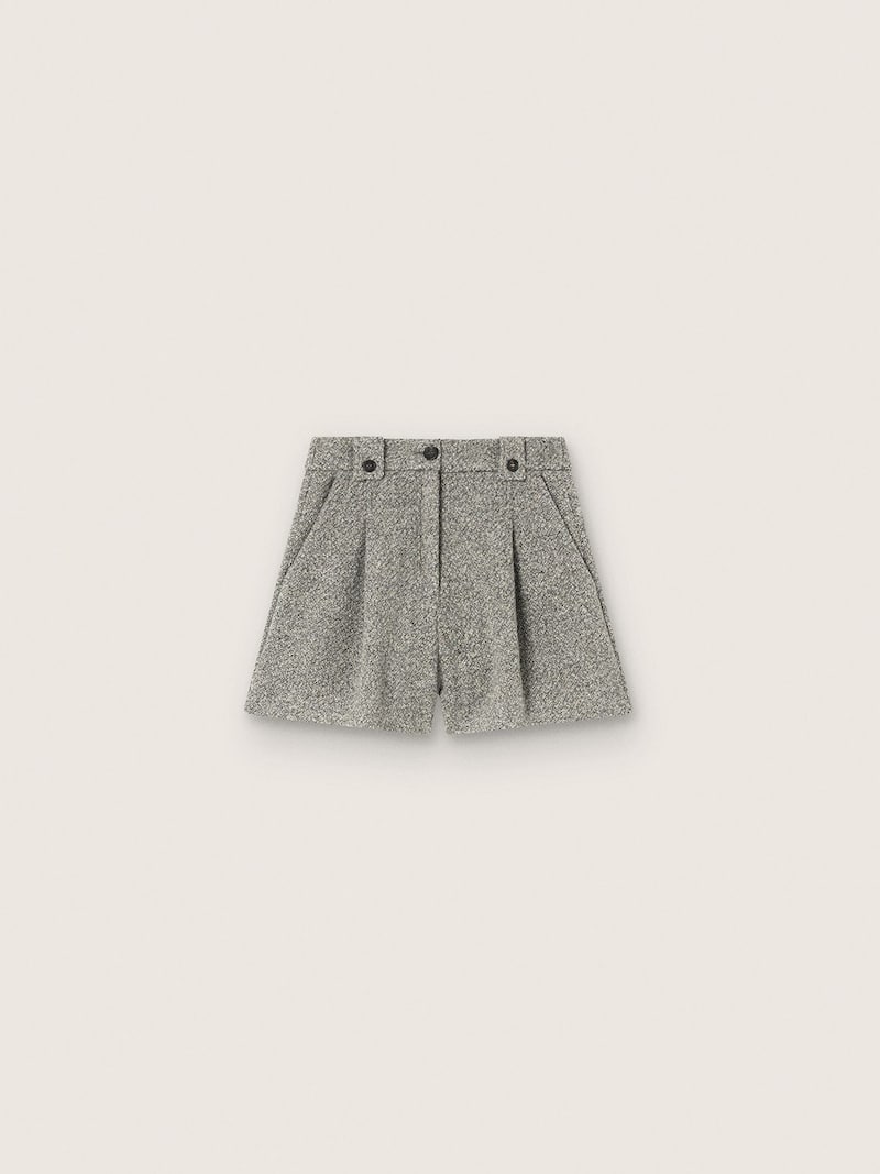 Shorts de mujer en lana gris jaspeada