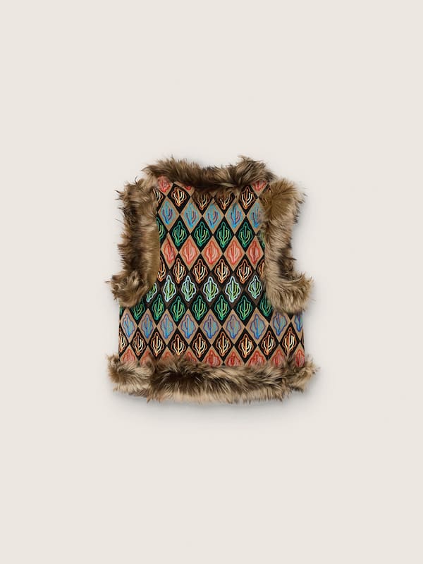 Golden Goose Women's vest in shearling and suede with multicolor cactus embroidery Coats & Jackets woman