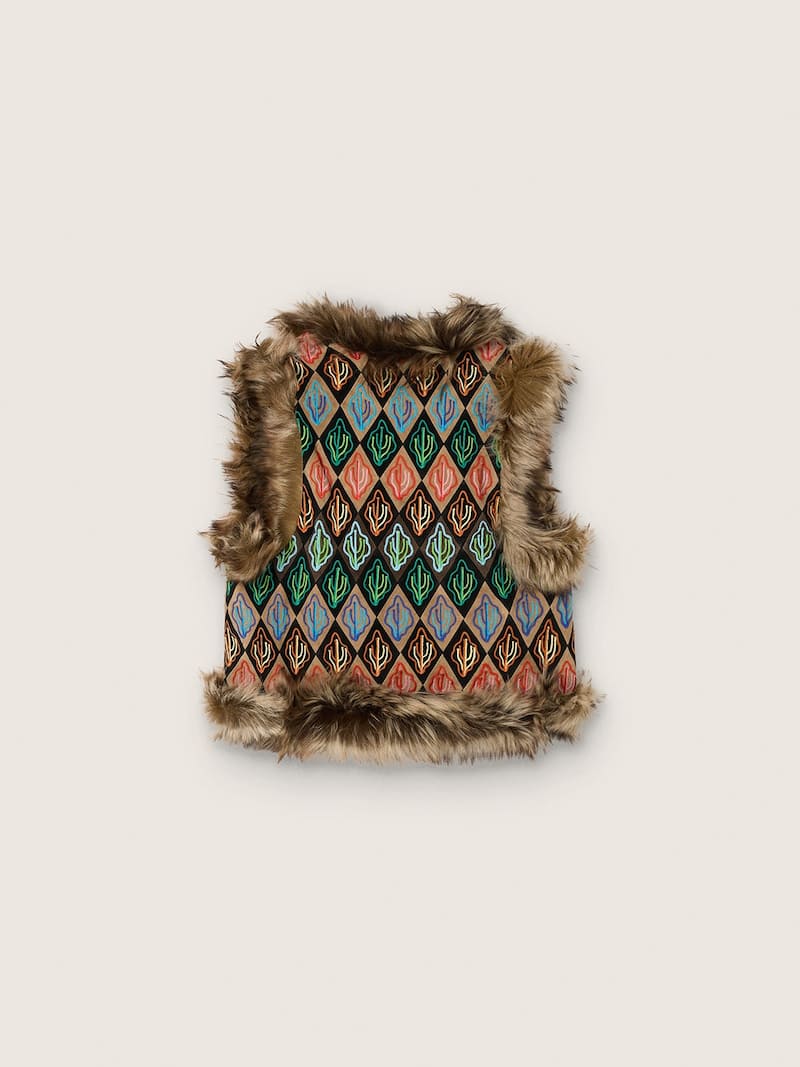 Golden Goose - Chaleco de mujer de shearling y ante con bordado de cactus multicolor in 