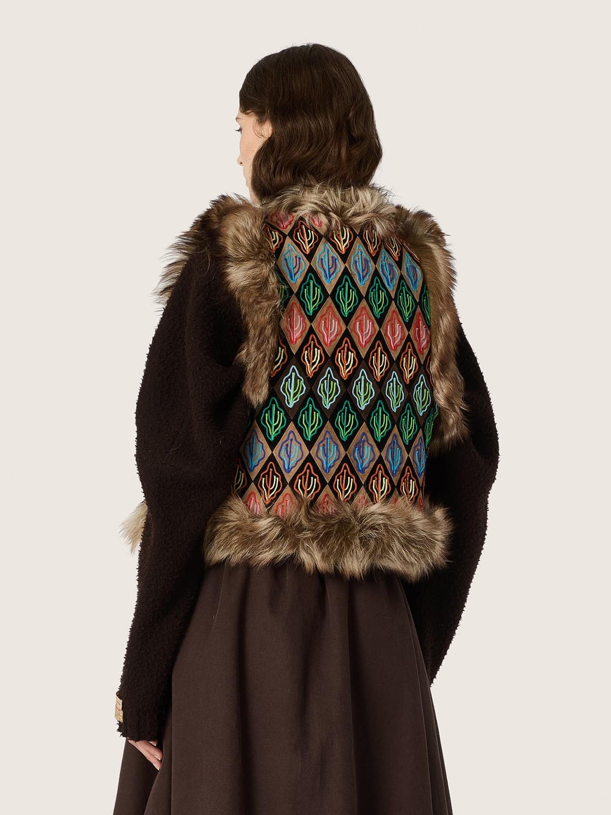 Golden Goose - Women's vest in shearling and suede with multicolor cactus embroidery in 
