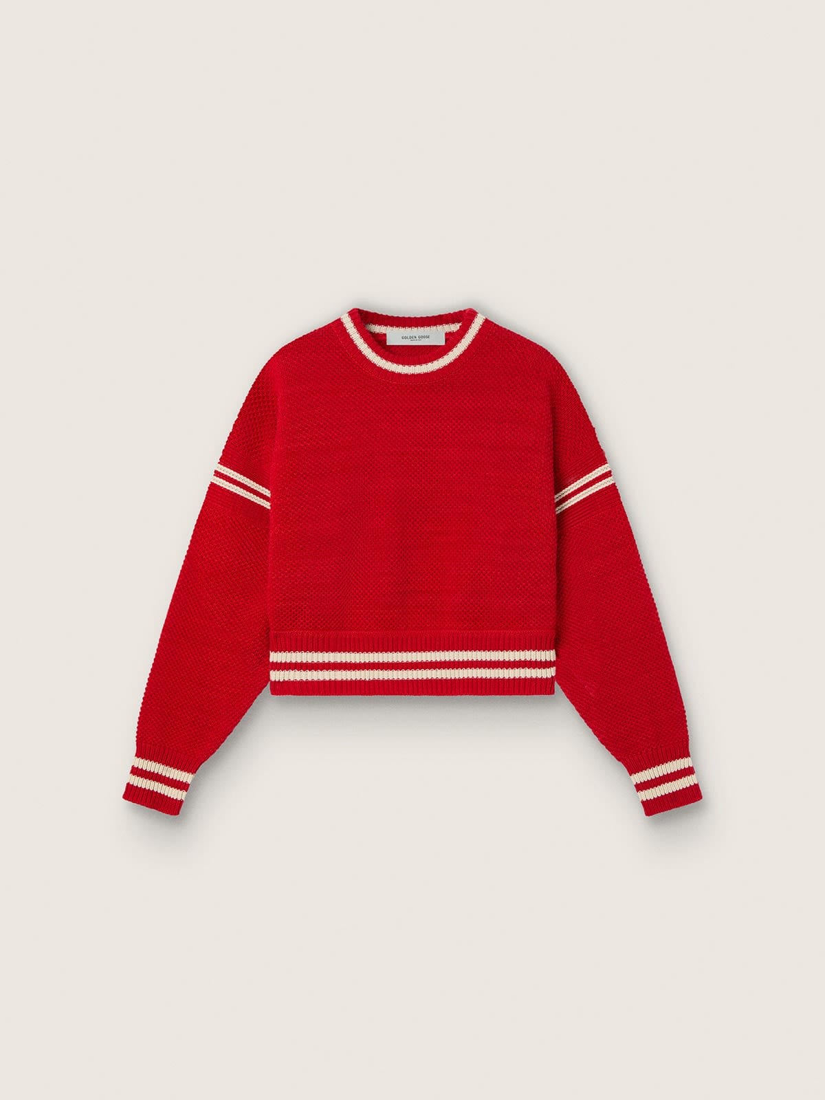 Golden Goose - Pull boxy femme en coton rouge avec broderie in 