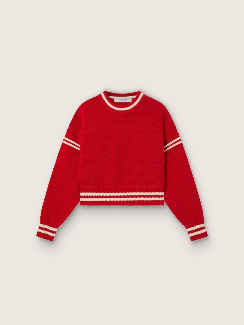 Jersey boxy de mujer de algod&oacute;n rojo con bordado
