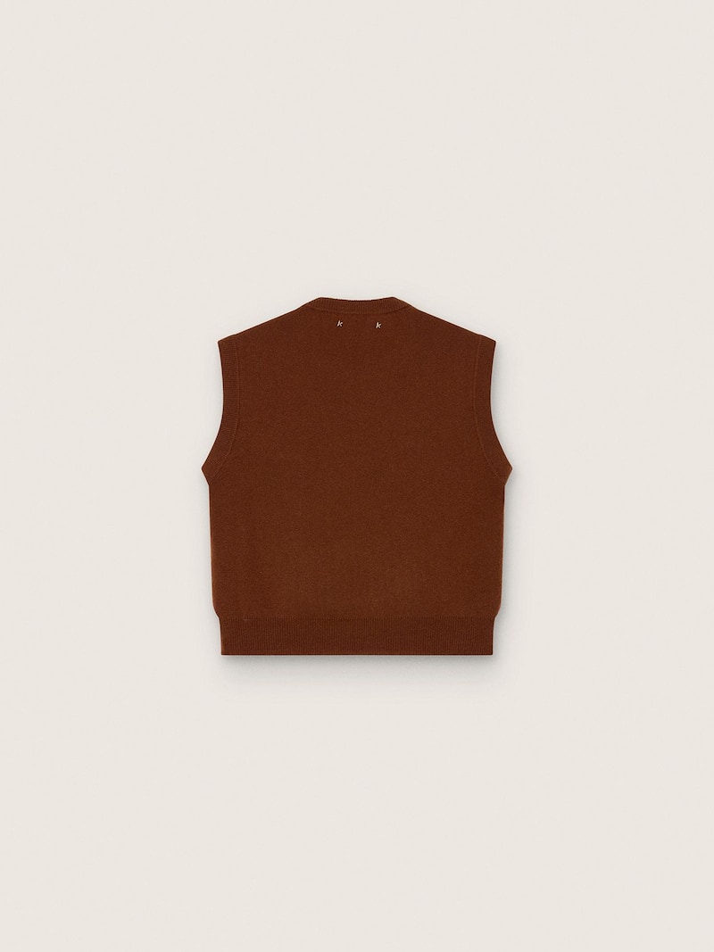 Golden Goose - Women's vest in brown jacquard wool with check pattern in 
