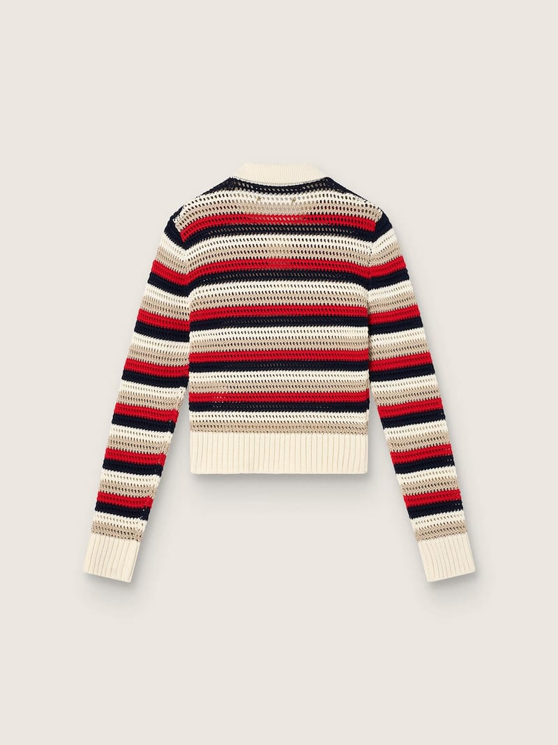 Golden Goose - Damen-Cropped-Pullover aus geh&auml;kelter Baumwolle mit Streifen in 