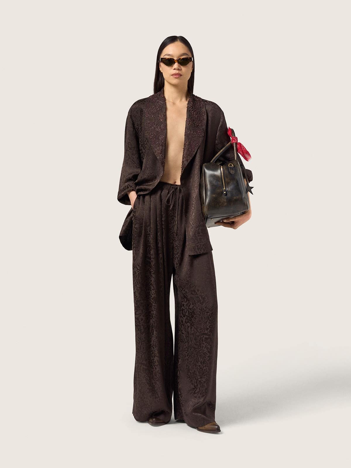 Golden Goose - Pantalon de jogging femme marron fonc&eacute; avec motif jacquard in 