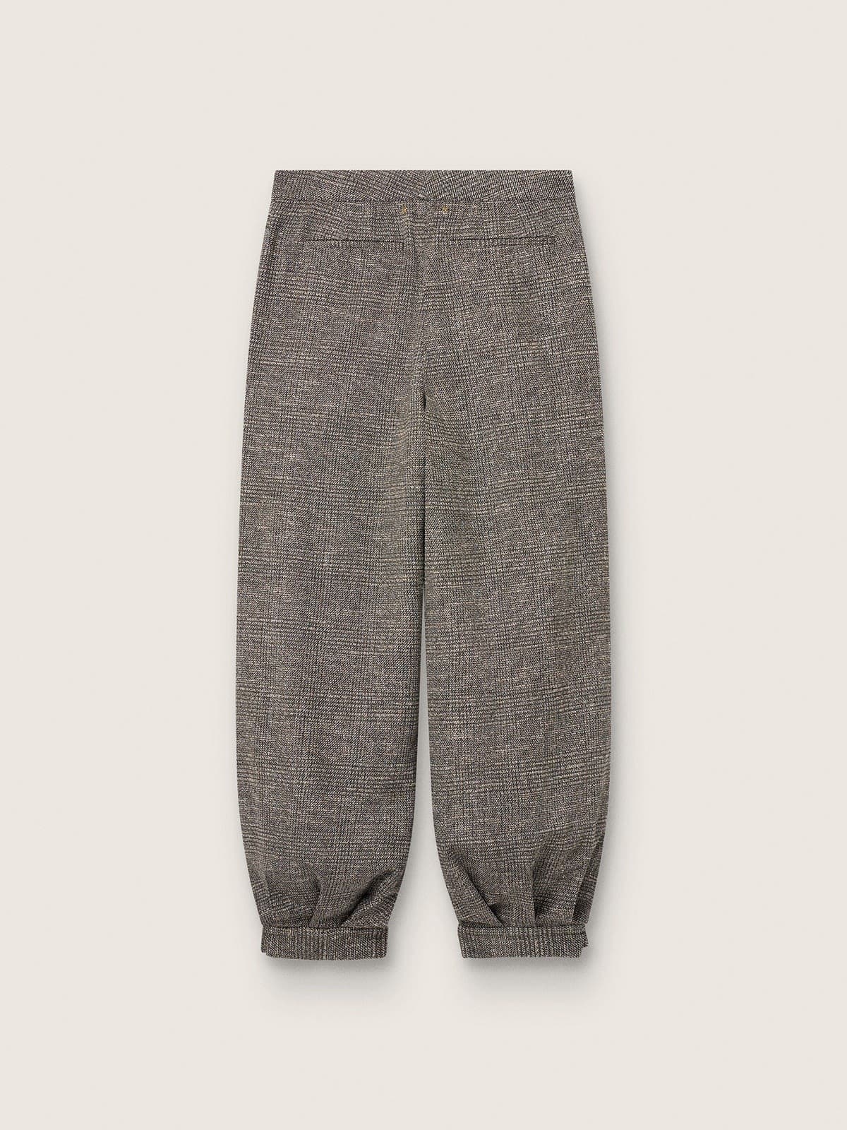 Golden Goose Pantalone effetto balloon da donna in pied de poule bianco e nero con pences Jeans & Pantaloni grey woman
