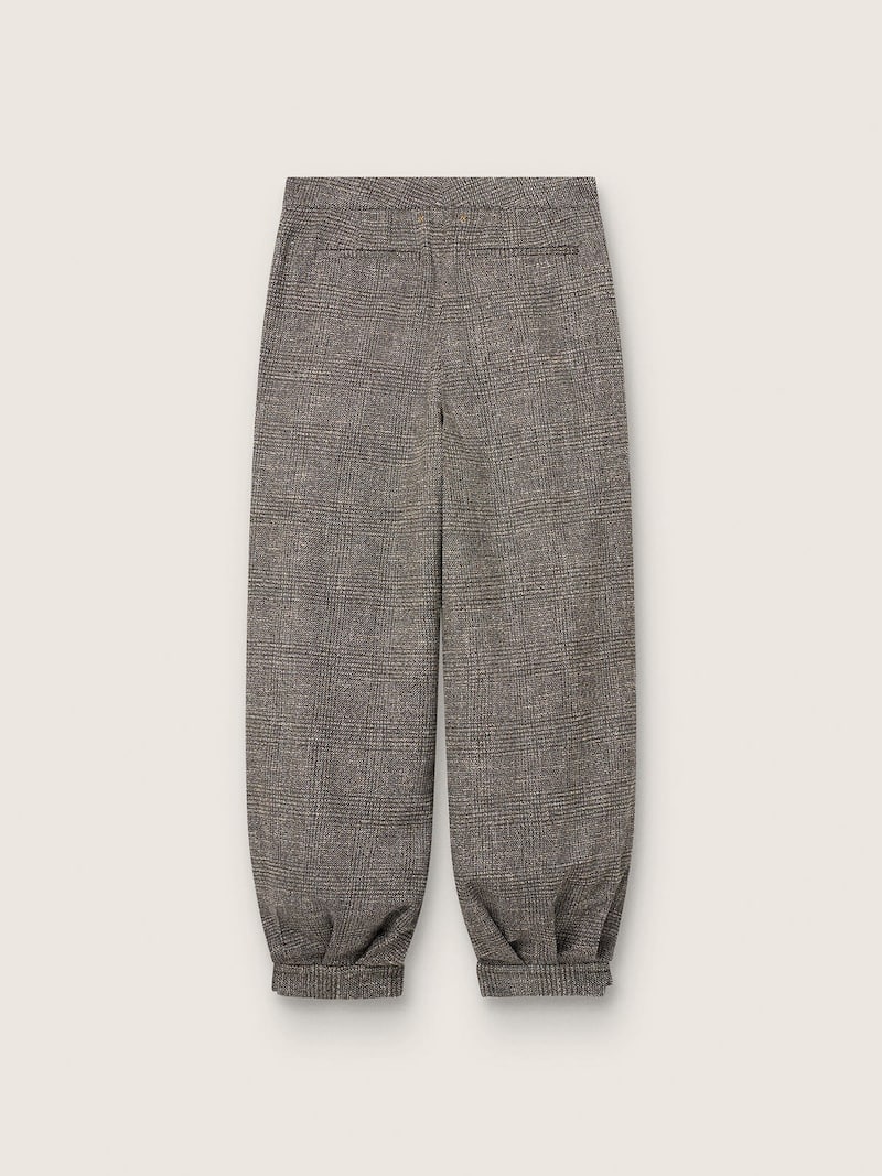 Golden Goose - Pantal&oacute;n efecto globo de mujer en motivo pata de gallo blanco y negro con pinzas in 