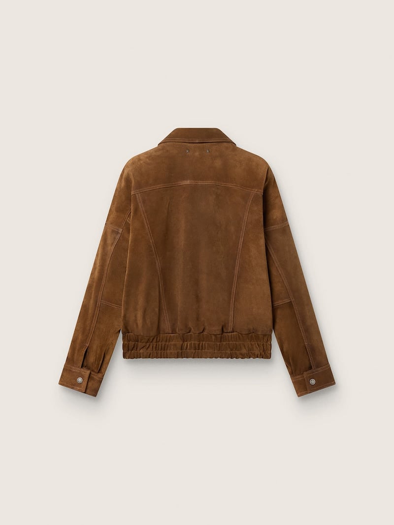 Golden Goose - Giacca bomber da donna in suede color tabacco in 