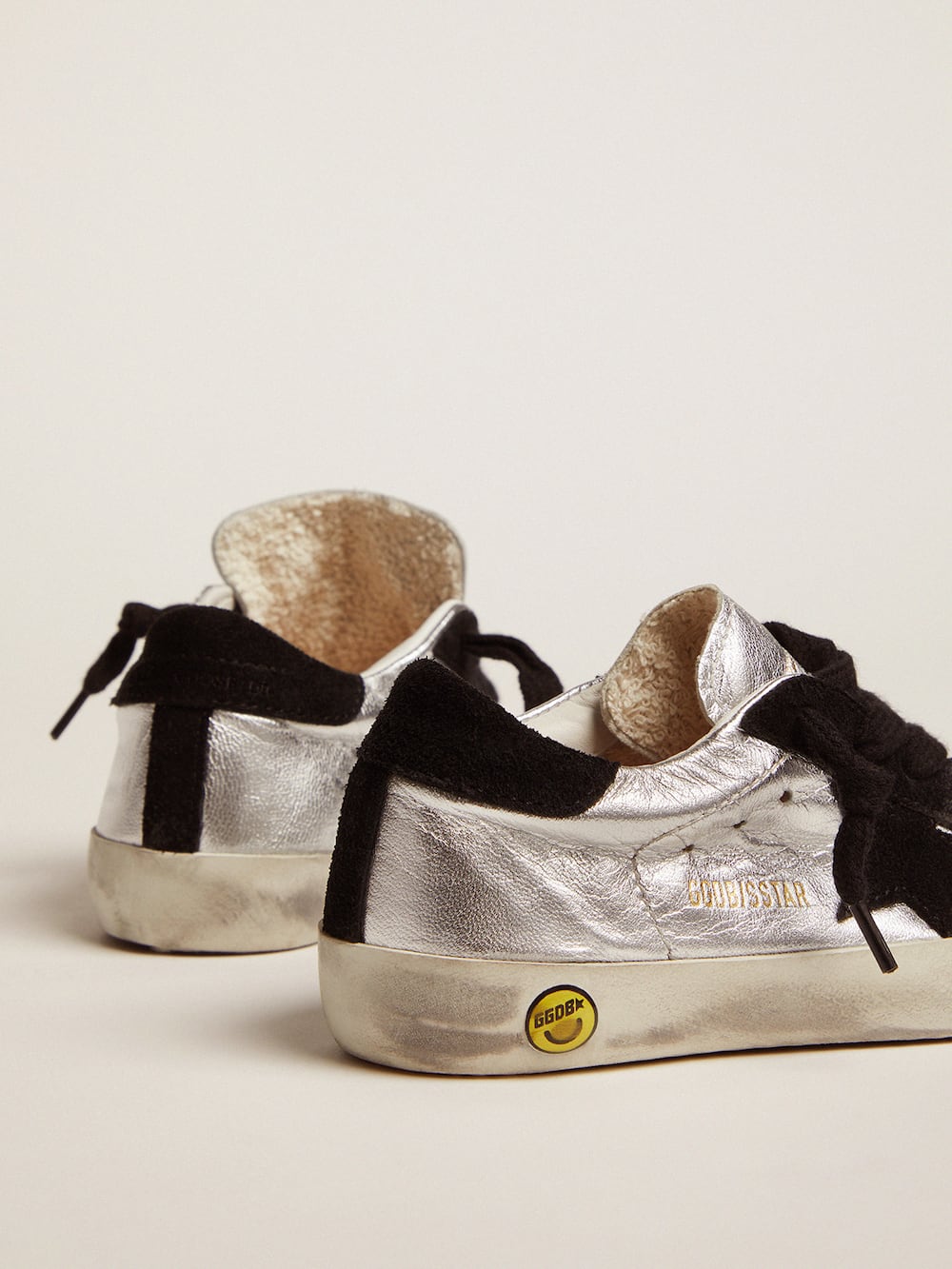 Golden Goose - Super-Star sneakers in silver leather with suede inserts in 
