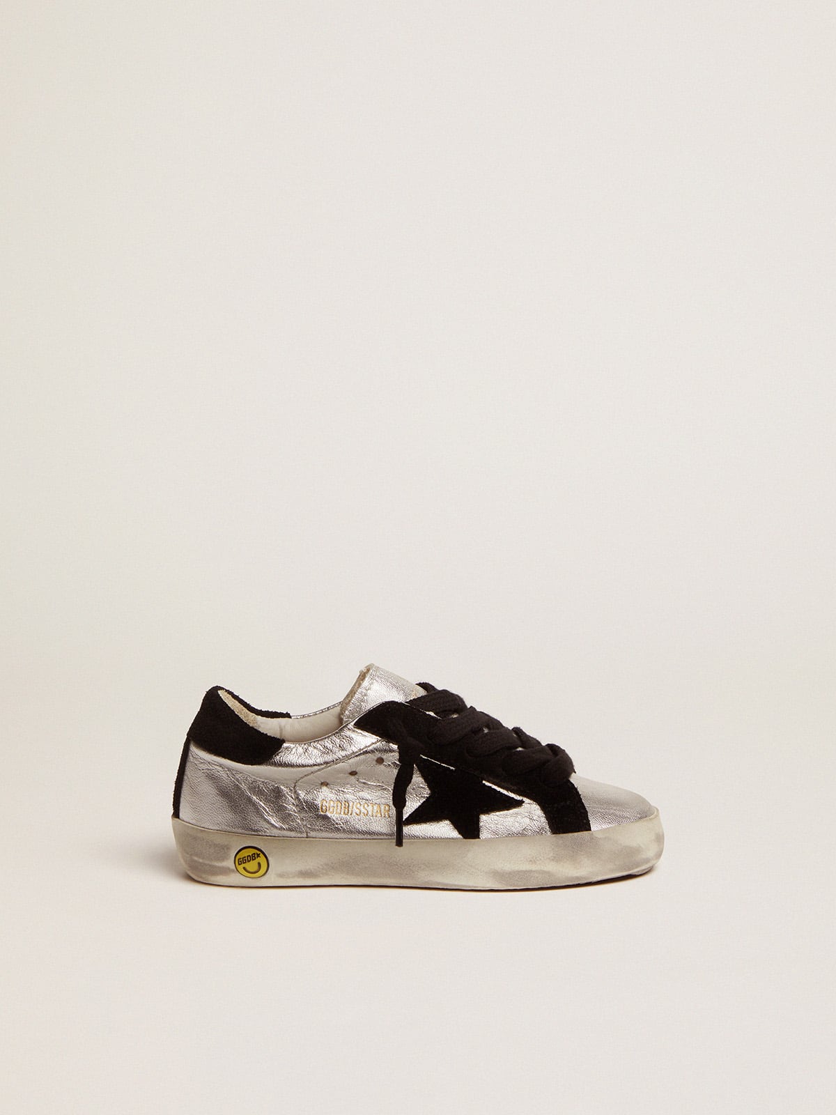 Golden Goose - Super-Star sneakers in silver leather with suede inserts in 