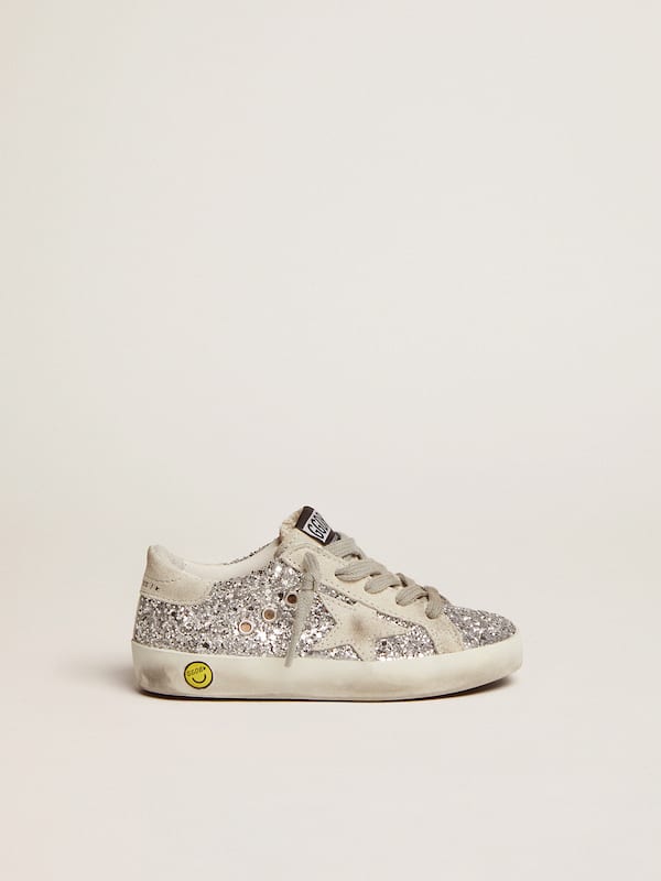 Golden Goose - Super-Star Young con glitter argento in 