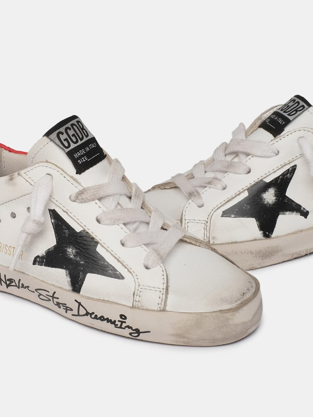 Super-Star sneakers with painted star and hand-decorated foxing ...