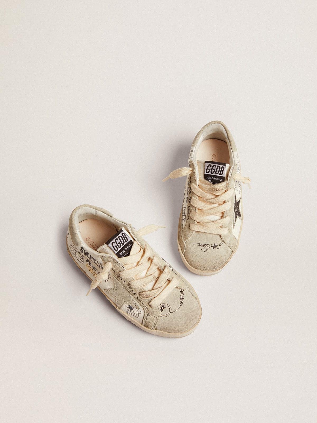 Golden Goose - Young Super-Star with ice-gray suede inserts and lettering in 