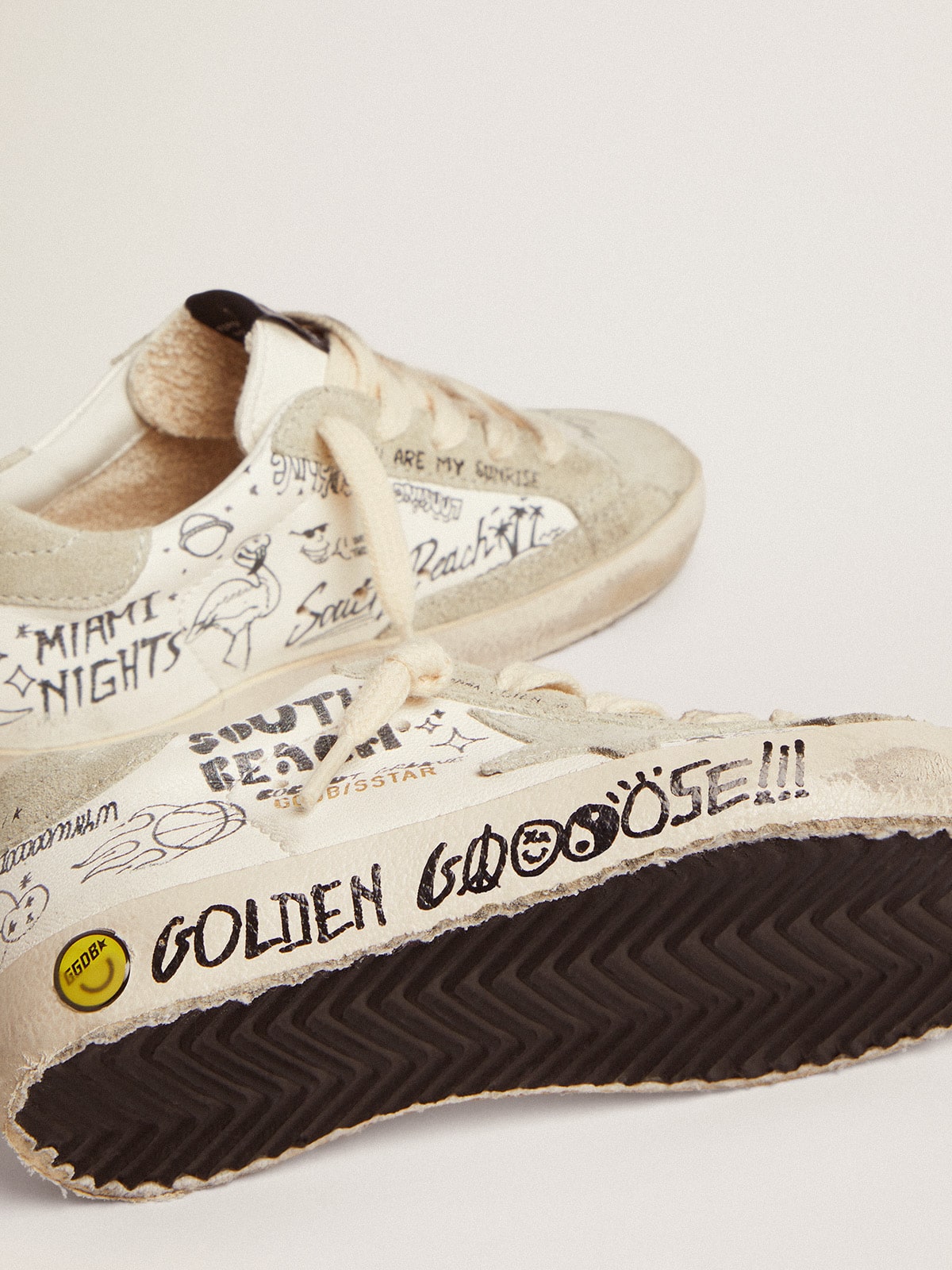 Golden Goose - Young Super-Star with ice-gray suede inserts and lettering in 