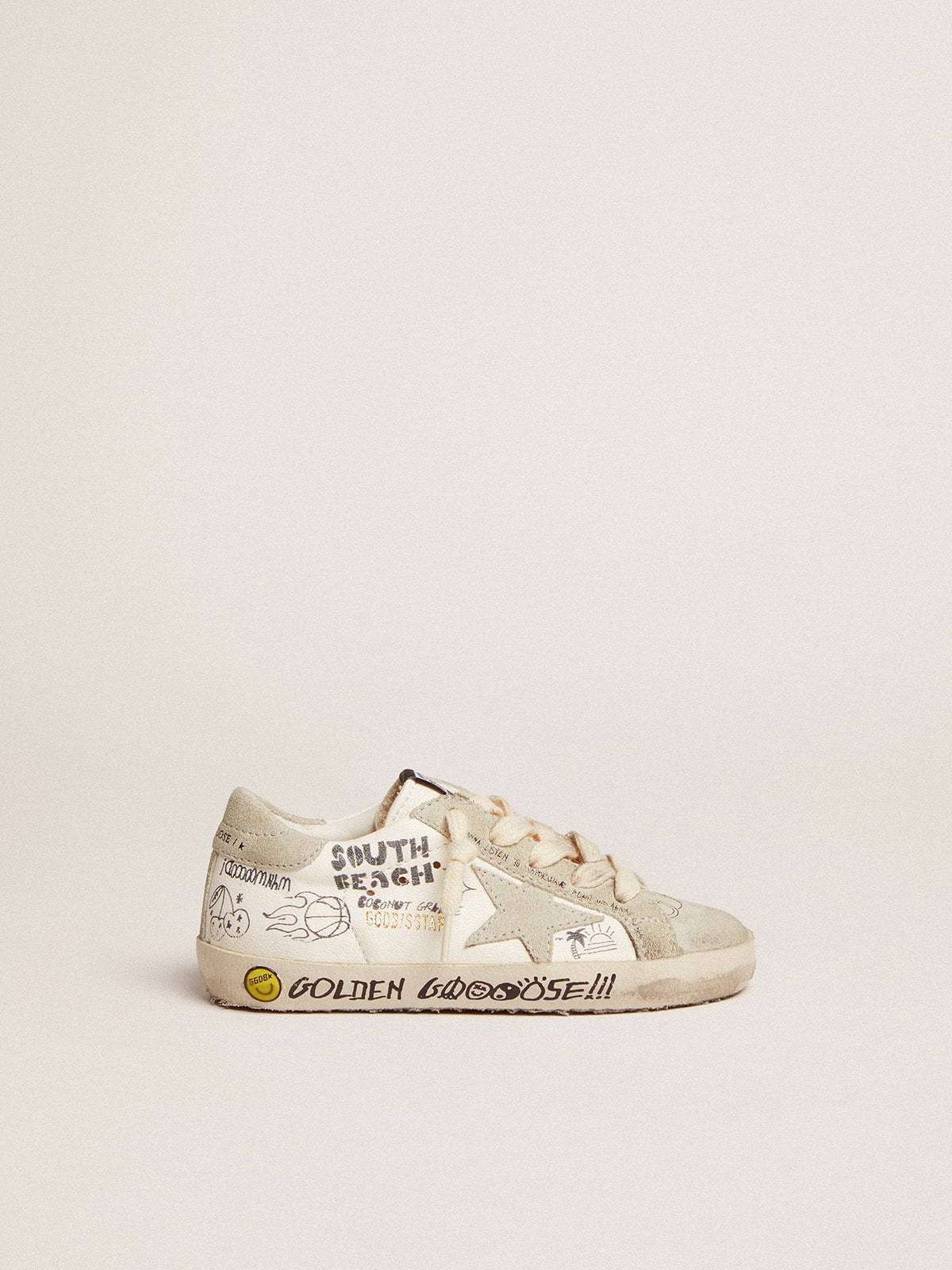 Golden Goose - Young Super-Star with ice-gray suede inserts and lettering in 